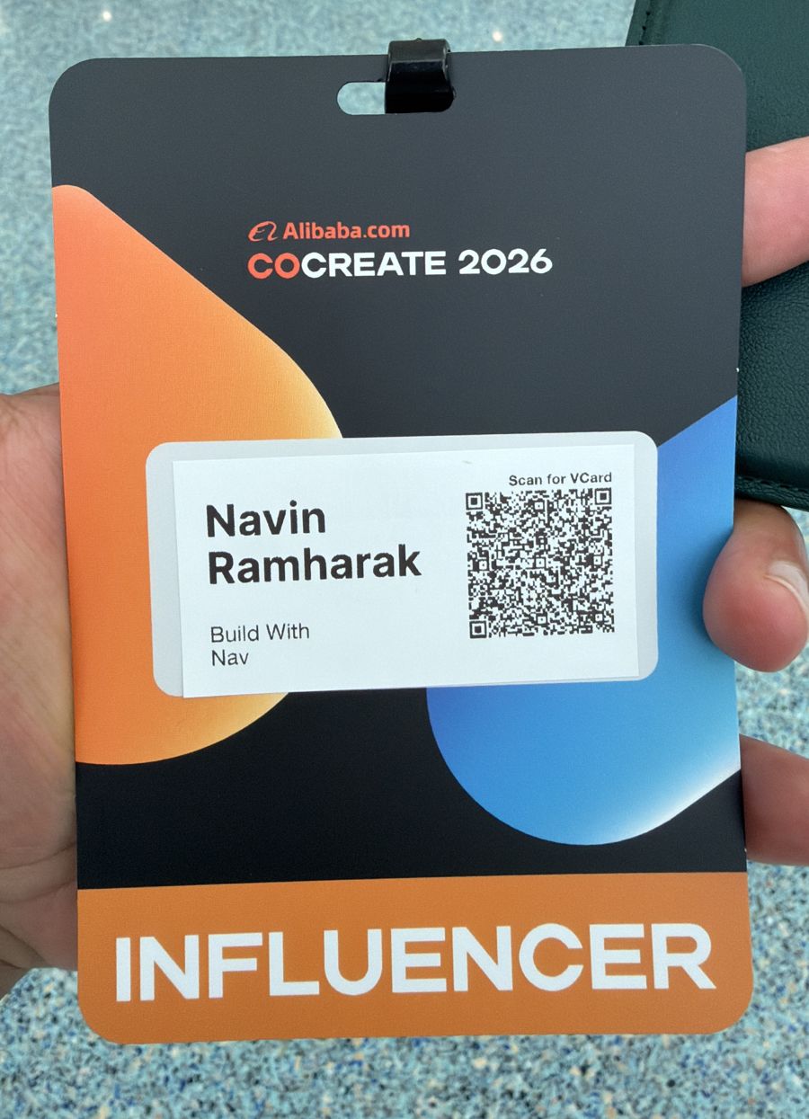 Alibaba CoCreate 2026 influencer badge for Navin Ramharak, Build With Nav