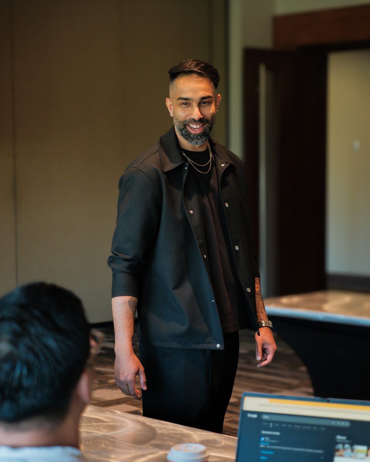 Navin Ramharak teaching a live AI training
