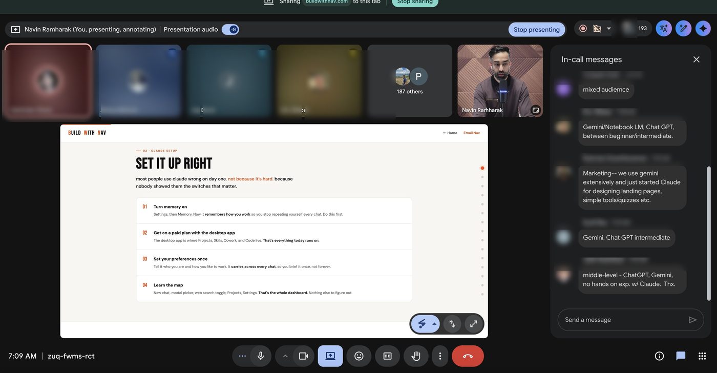 187 people live on a single online AI training call